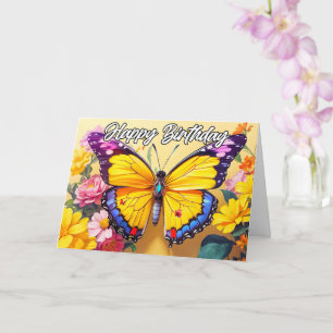 Carte Joyeux anniversaire belle conception papillon de p