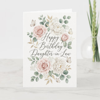 Carte Joyeux Anniversaire Belle-Fille Élégant Floral Gre