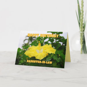Carte Joyeux Anniversaire belle-fille Hibiscu jaune prof