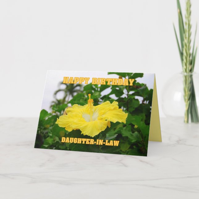 Carte Joyeux Anniversaire belle-fille Hibiscu jaune prof (Devant)