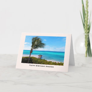 Carte Joyeux Anniversaire Belle Plage Tropicale Arbre Pa