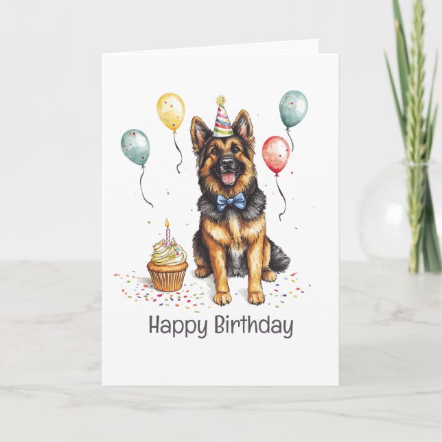 Carte Joyeux Anniversaire Berger Allemand (Devant)