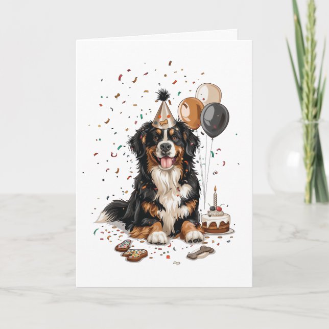 Carte Joyeux anniversaire Bernese Mountain Dog (Devant)