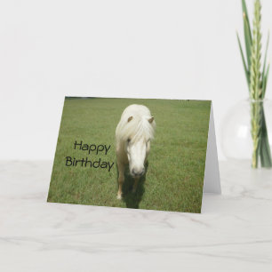 Carte Joyeux Anniversaire blanc Pony