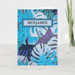 Carte Joyeux Anniversaire Bleu Aquarelle Botanique Perso