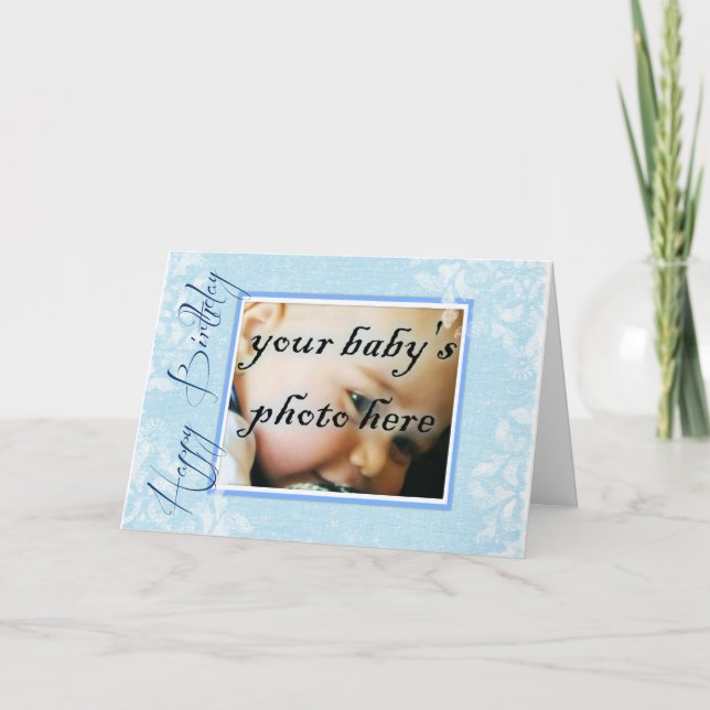 Carte Joyeux Anniversaire Bleu Cadre photo Bleu (Devant)