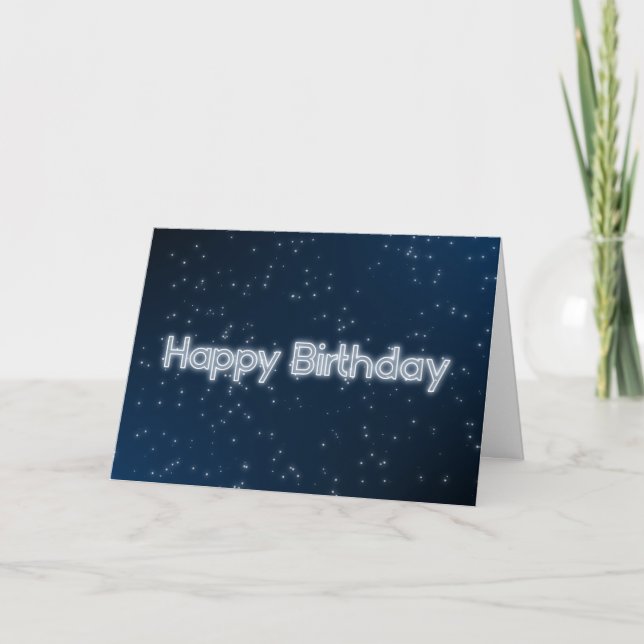 Carte Joyeux anniversaire bleu foncé flocons de neige (Devant)