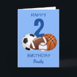 Carte Joyeux Anniversaire Blue Sports Enfants<br><div class="desc">Bonne carte pour enfants de sports bleus anniversaire.</div>