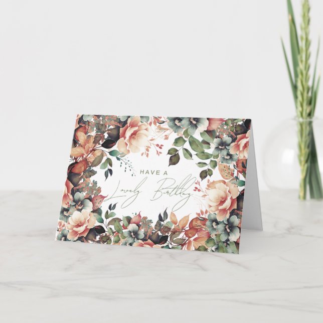 Carte Joyeux anniversaire Boho Garden Floral (Devant)