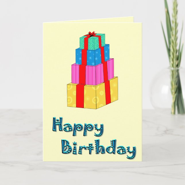 Carte Joyeux Anniversaire boîte cadeau tour (Devant)