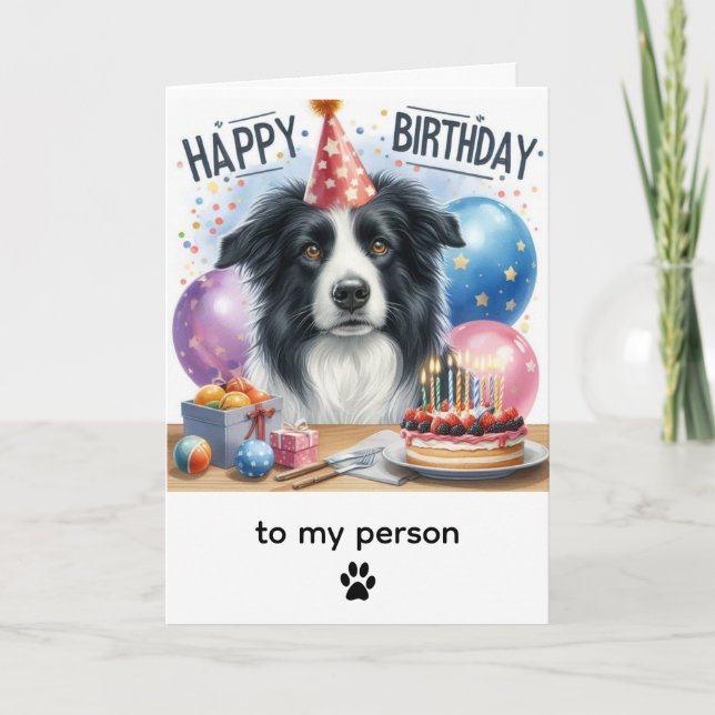 Carte Joyeux Anniversaire Border Collie De Chien  (Devant)