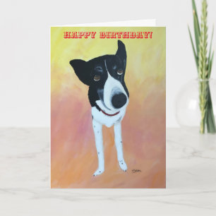 Carte Joyeux Anniversaire, Bordure Collie Dog Peinture C