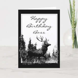 Carte Joyeux Anniversaire Boss Stag Vintage, Cerf
