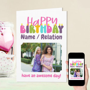 Carte Joyeux Anniversaire Bougies colorées mignonne Phot