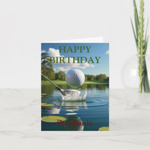 Carte Joyeux Anniversaire Boule de golf frappant l'eau