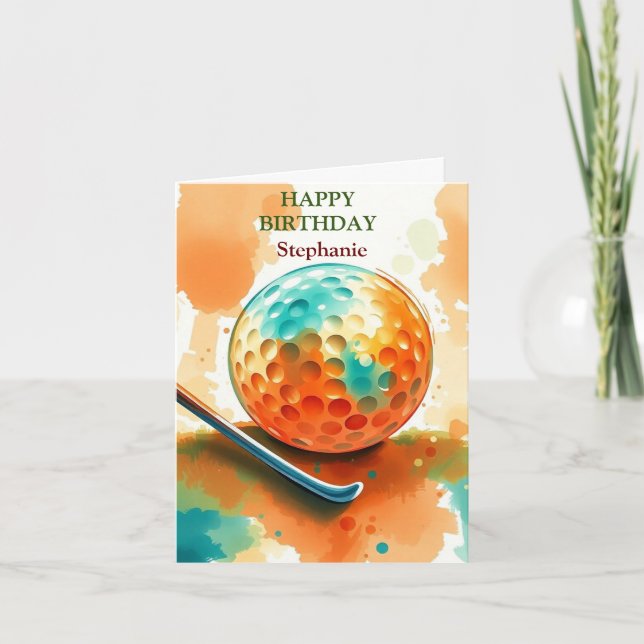 Carte Joyeux Anniversaire Boule de golf frappant l'eau (Devant)