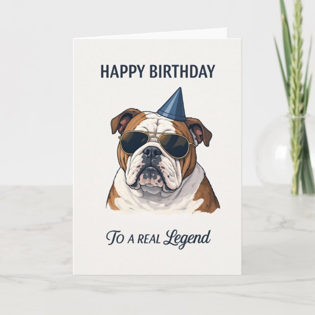 carte joyeux anniversaire bouledogue anglais (Devant)