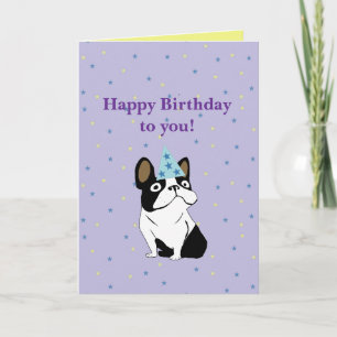 Carte Joyeux anniversaire Bouledogue Français