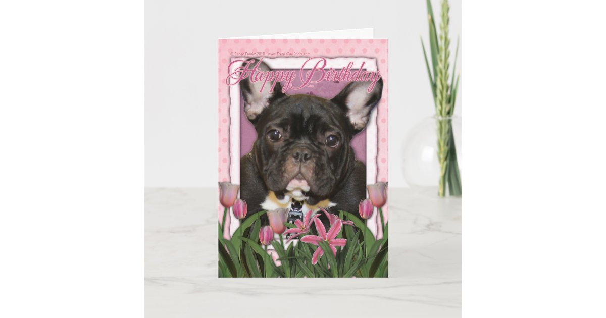 Carte Joyeux Anniversaire Bouledogue Francais Teal Zazzle Fr