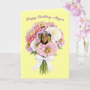Carte Joyeux Anniversaire Bouquet de Fleurs de Zinnia Ph