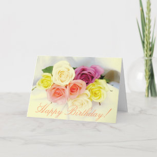 Carte Joyeux anniversaire ! bouquet de rose