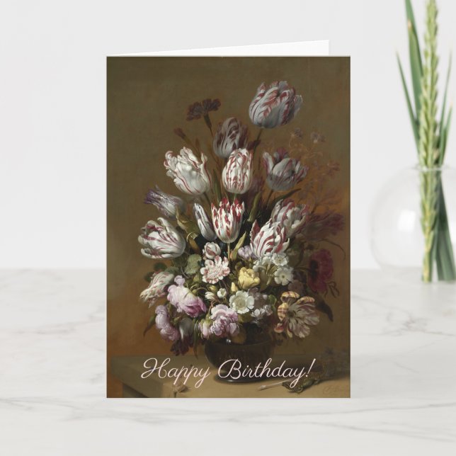 Carte Joyeux anniversaire - Bouquet floral | Art néerlan (Devant)