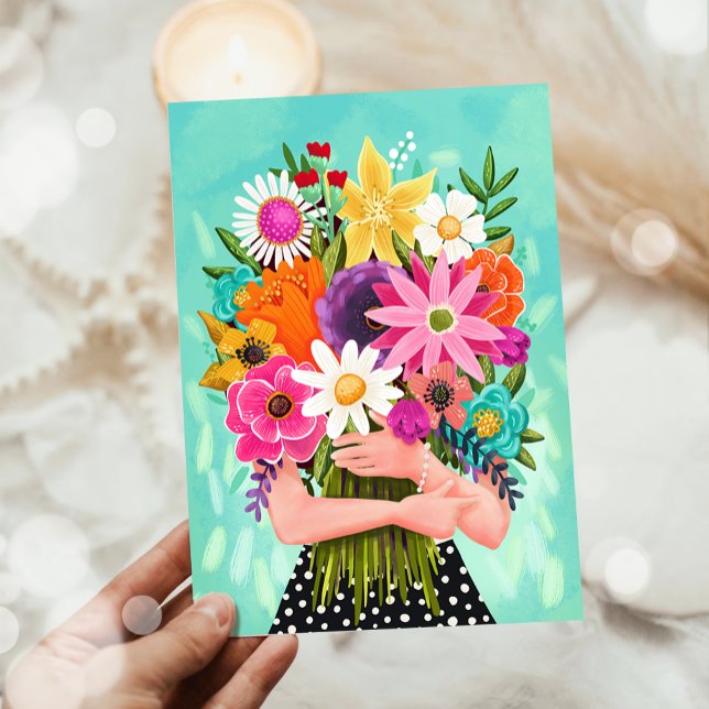 Carte Joyeux Anniversaire Bouquet Floral Femme Maman Mèr (Créateur téléchargé)