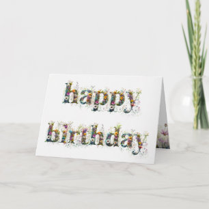 Carte Joyeux Anniversaire Bouquets de Fleurs Sauvages
