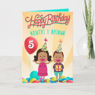 Carte Joyeux anniversaire {Boy & Girl}Ethnic Twins Ballo