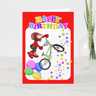 Carte Joyeux anniversaire brave cycliste BMX