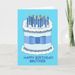 Carte Joyeux anniversaire Brother Cartoon gâteau et boug