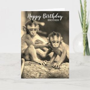 Carte Joyeux anniversaire Brother Cute Monkeys Anniversa