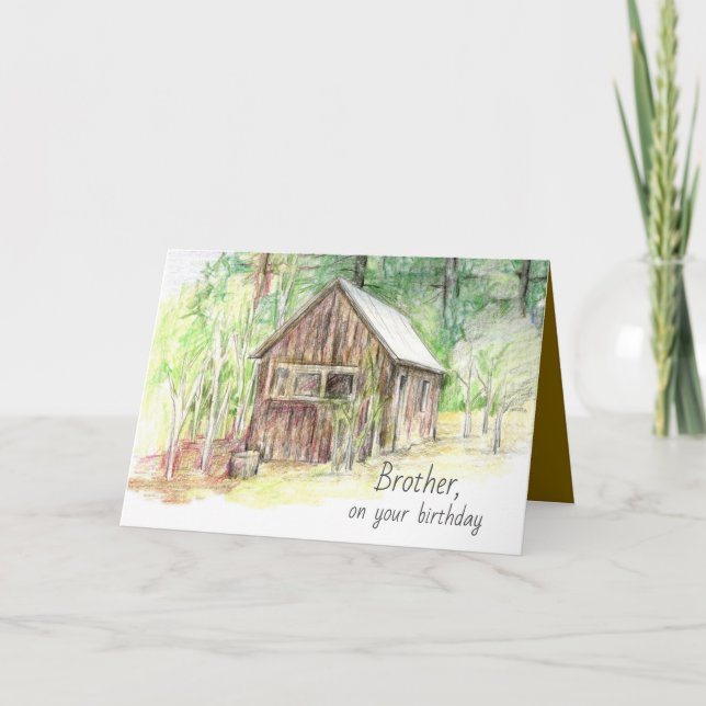 Carte Joyeux Anniversaire Brother Mountain Cabines Trees (Devant)