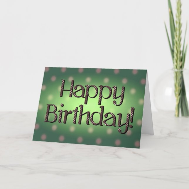Carte Joyeux Anniversaire Brown Polka Dot Texte Vert Bkg (Devant)