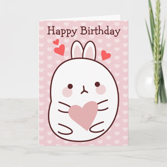 Carte Joyeux Anniversaire Bunny Heart (Devant)