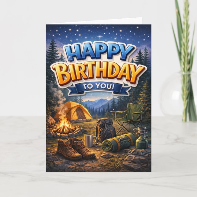 Carte Joyeux Anniversaire - camping (Devant)