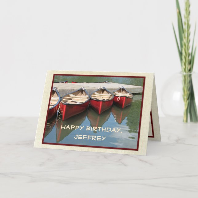 Carte Joyeux Anniversaire, Canots rouges, Nom, Salutatio (Devant)