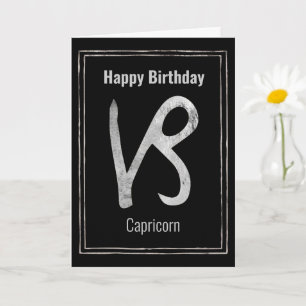 Carte Joyeux anniversaire Capricorne argent zodiac astro
