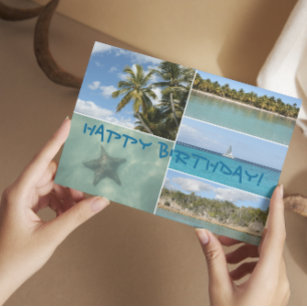 Carte Joyeux anniversaire Caraïbes vacances Collage