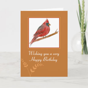 Carte Joyeux Anniversaire Cardinal Rouge Aquarelle