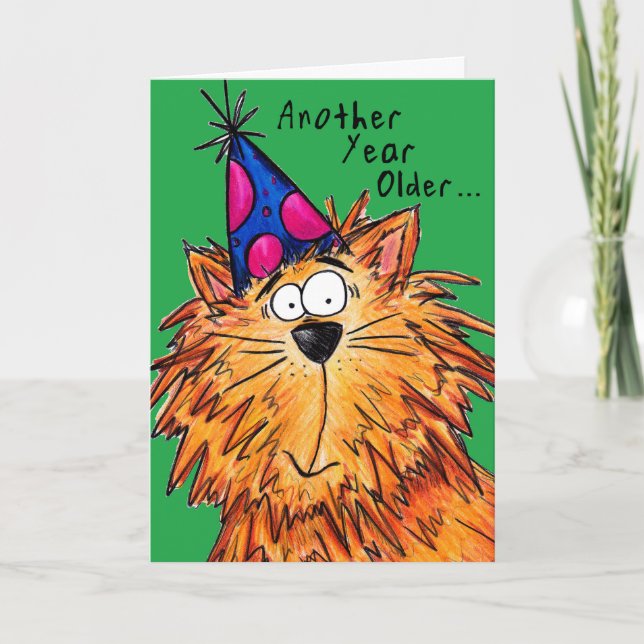 Carte Joyeux anniversaire Cartoon Cat Crazy Cat Lady (Devant)