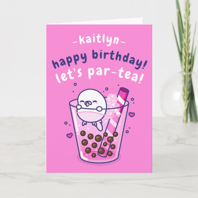 Carte Joyeux Anniversaire Cartoon Punchy avec une fête B (Devant)
