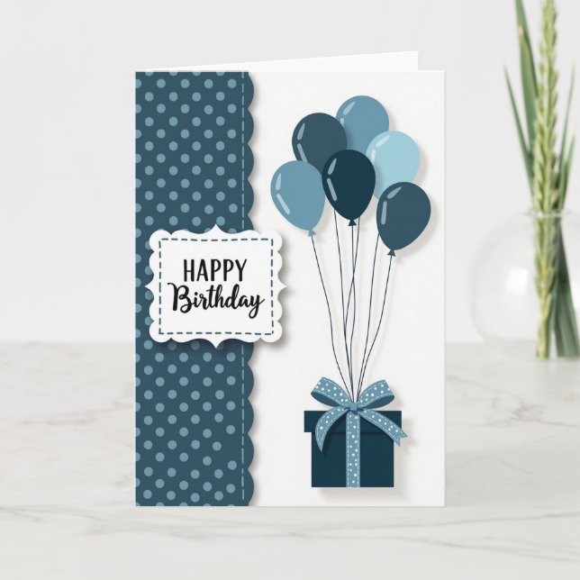 Carte Joyeux Anniversaire Cercles Bleus (Devant)