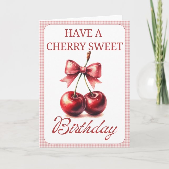 Carte Joyeux Anniversaire Cerise Sucré (Devant)
