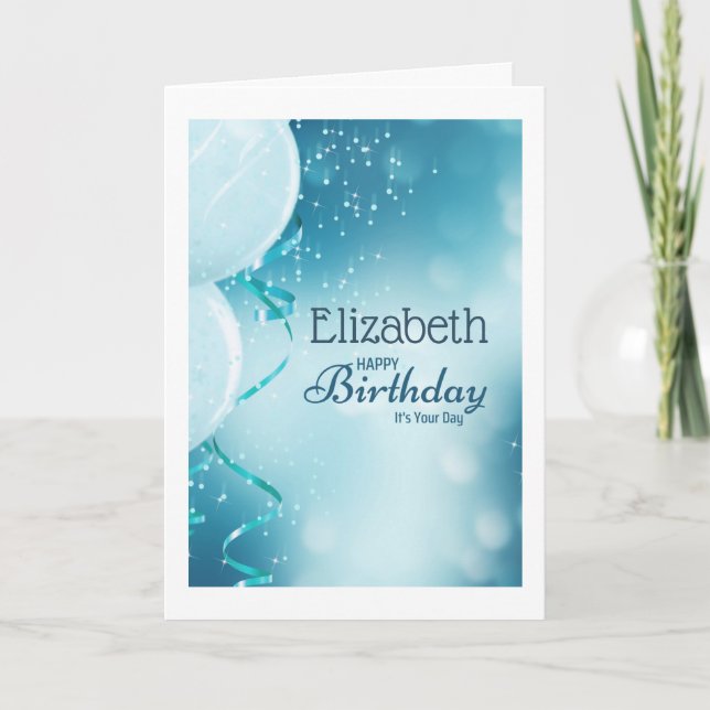 Carte Joyeux anniversaire C'est votre nom de jour Ballon (Devant)