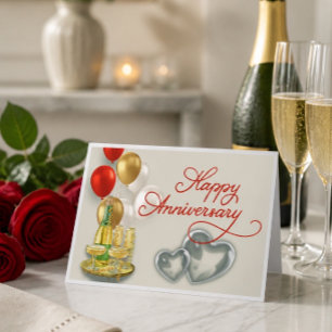 Carte Joyeux Anniversaire Champagne & Ballons Message