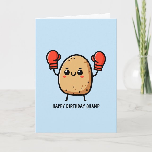 Carte Joyeux Anniversaire Champion Boxe Patate (Devant)