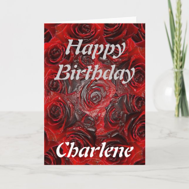 Carte Joyeux anniversaire Charlene - Rose brûlé (Devant)