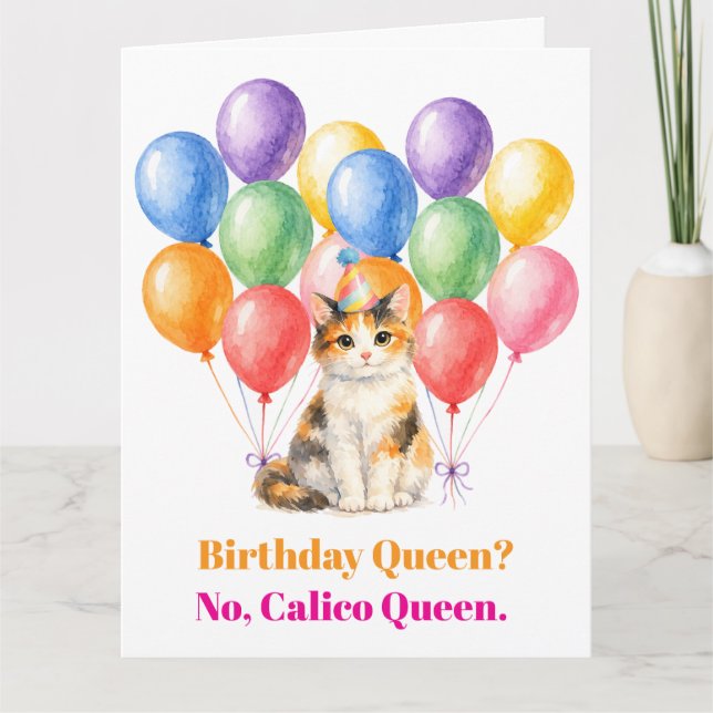 Carte Joyeux Anniversaire Chat Calico Animal (Devant)