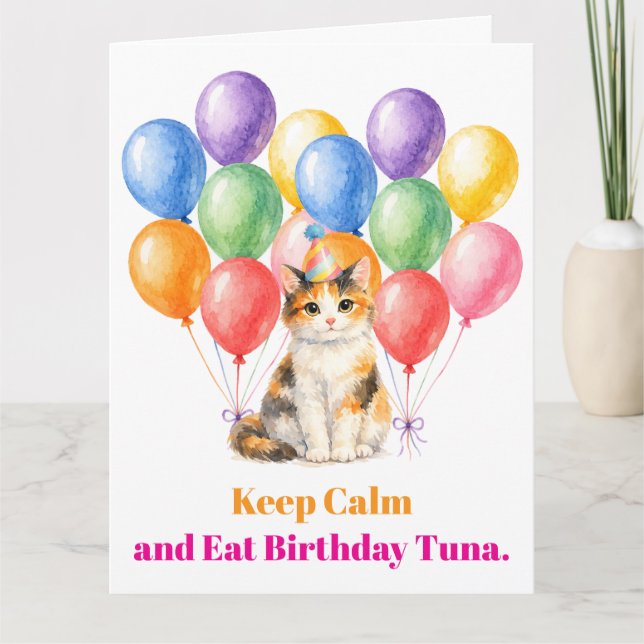 Carte Joyeux Anniversaire Chat Calico Animal (Devant)